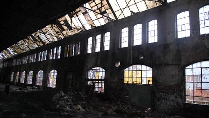 Abandoned Industrial Warehouse Factory Brick Building Interior