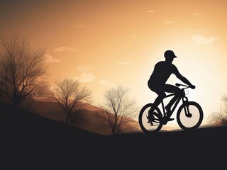 Silhouette of a cyclist on a hill