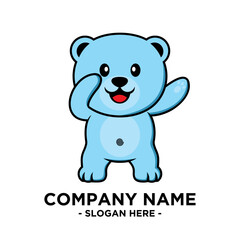 Bear Flat Mascot Logo Vector Illustrator 3