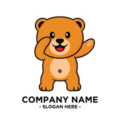 Obraz na płótnie Canvas Bear Flat Mascot Logo Vector Illustrator 4