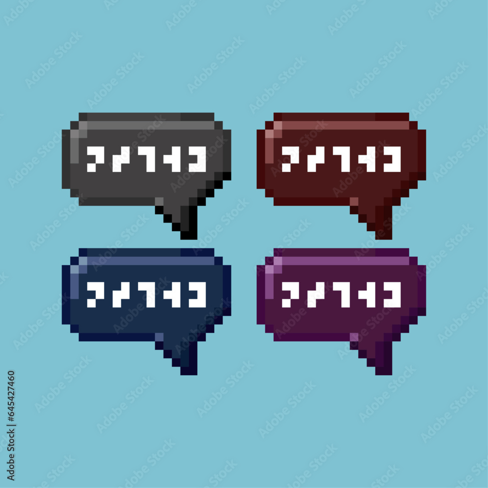 Fototapete pixel art sets of chat box with variation color items asset. dialog chat box on pixelated style.8bit