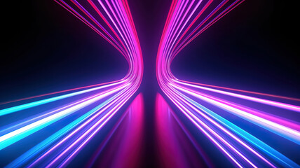 Neon lights tunel background with pink. Generative ai