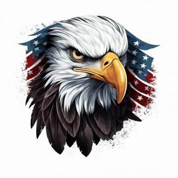 yellow beaked eagle, american flag