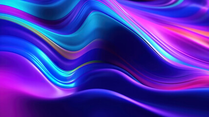Abstract fluid neon holographic iridescent wave in motion. Generative ai