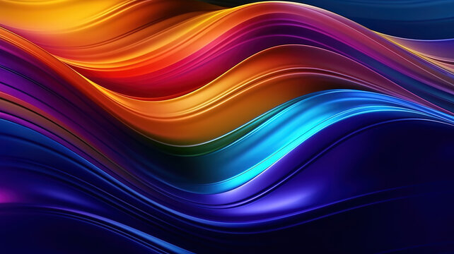 Abstract multicolor holographic coloured sweeping fluid background. Generative ai