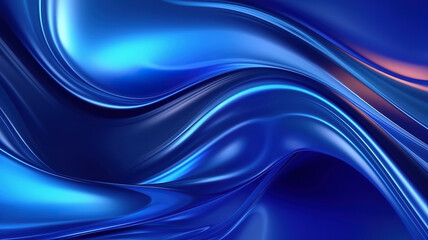 Blue wavy shapes on a black background. Generative ai