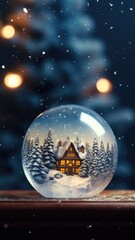 A snow globe with a miniature house inside