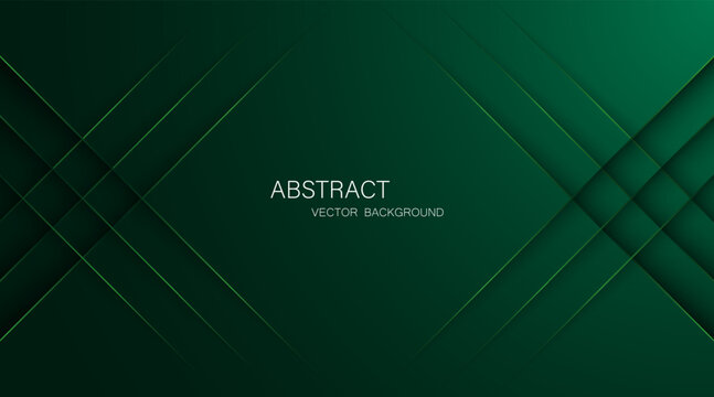 Abstract dark green background with green glowing lines, free space for design.
