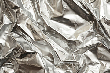 Unveiling the Mesmerizing Metallic Brilliance: A Captivating Close-up of Crinkled Foil, Revealing Intricate Textures, Shimmering Light Play, and Reflective Qualities.