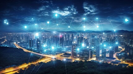 5G wireless network, high speed internet, cloud computing or connect diagram technology, Data storage, service, synchronize, online, financial, Connectivity global, smart city, ecommerce, facility