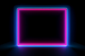 Generative ai collage image picture of neon rectangle box with neon lights for advertising