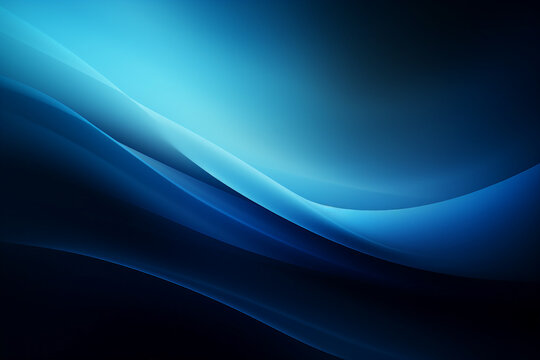 Image of abstract futuristic background with blue glowing neon moving high speed wave lines with generative AI
