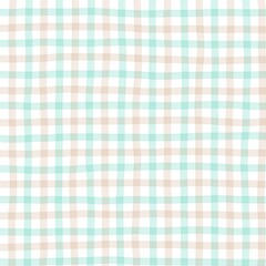 Green Beige Gingham Check Hand Drawn Background