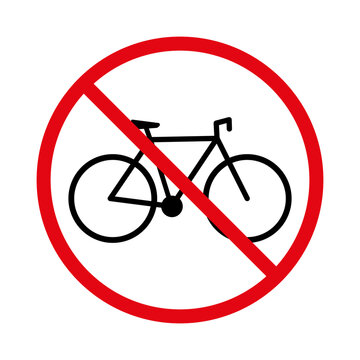 The icon prohibits cycling. The icon of the prohibition of cycling on the territory. EPS10