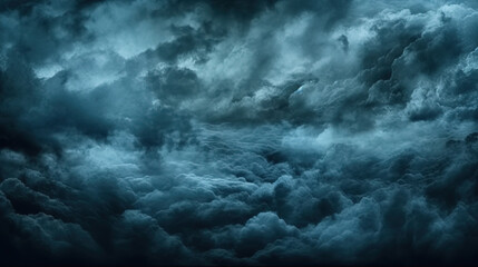 Dark cloudy sky before thunderstorm panoramic background. Generative AI