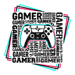 Gamer Lettering design with gamepad