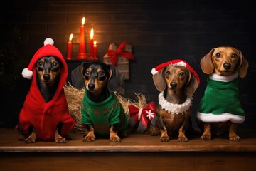 Dogs in festive Christmas costumes