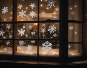 Festive Window Clings and Decals Adding Holiday Cheer to Your Home. AI Generated.