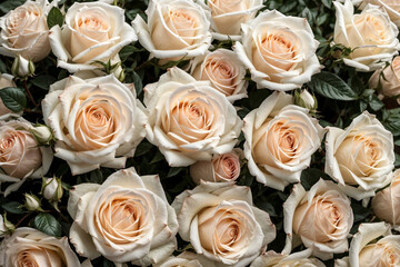 beautiful blooming white roses background