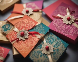 Exquisite Gift Tags Intricate Patterns and Vibrant Colors. AI Generated.