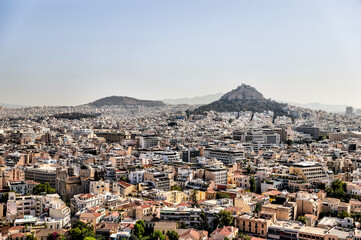 Fototapeta na wymiar Aerial views of the city of Athens as seen from the Acropolis
