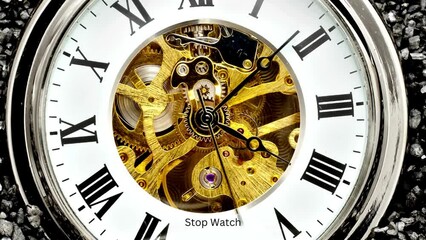 Timeless Sands: 4K Time-Lapse of a Pocket Watch on Black Sand - Powered by Adobe