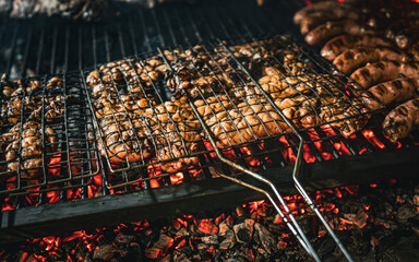 Grilled meat on the barbecue