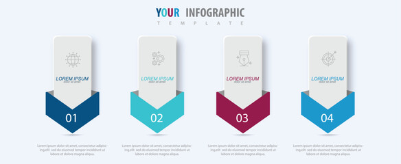 Modern abstract infographics with four steps or processes elements. business concept. illustration.