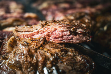 Grilled meat on the barbecue