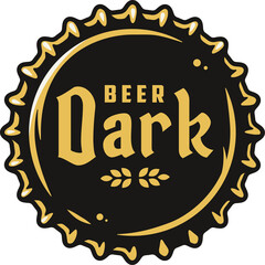 Beer cap art for brew emblem or craft beer logo. Label or print with metal cork for bar or brewery shop. Vintage old retro design for pub