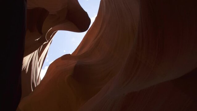 Antelope Canyon for Background - Impressive Rock Formations in Page Arizona Creating Labyrinth, Abstract Pattern Sandstone Walls and Beams of Sunlight