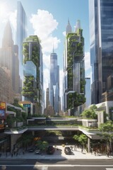 Fototapeta na wymiar urban futuristic project in new york