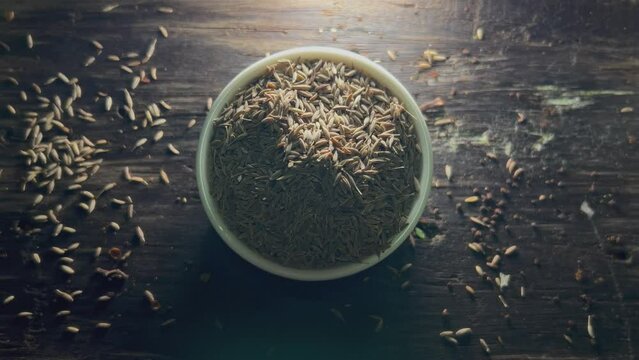Jeera seeds And Cumin Seeds In A White bowl 