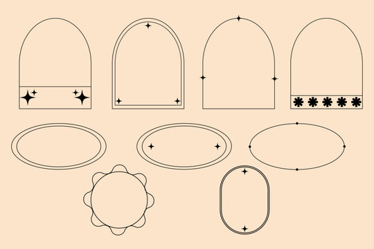 Set of abstract retro frames y2k geometric