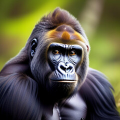 Portrait of a gorilla native to the continent of Africa.  Generative AI