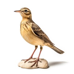 Spragues pipit bird isolated on white background.