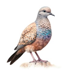 Spotted dove bird isolated on white background.