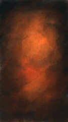 Vintage muslin fabric photography studio backdrop for a portrait. Dark background with embers in the middle. Horror texture wallpaper