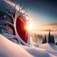 landscape with snow and trees Created using generative AI tools