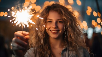 Beautiful young woman having fun at music festival