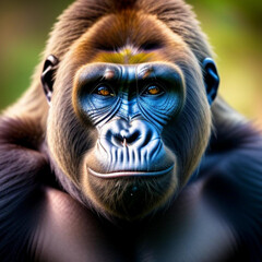 Portrait of a gorilla native to the continent of Africa.  Generative AI