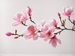 Fototapeta na wymiar Pink spring magnolia flowers branch