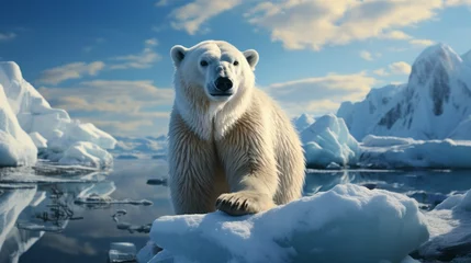 Gordijnen polar bear in the arctic with melting climate change © carballo