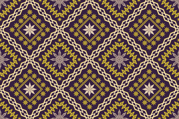 Geometric ethnic aztec embroidery style.Figure ikat oriental traditional art pattern.Design for ethnic background,wallpaper,fashion,clothing,wrapping,fabric,element,sarong,graphic,vector illustration.