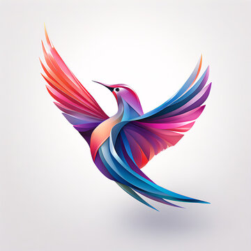 Vibrant 3D Bird Logo with Dynamic Gradient and Realistic Shadows
