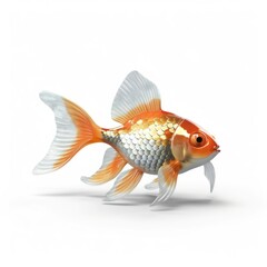 3d illustration of gold fish with white background