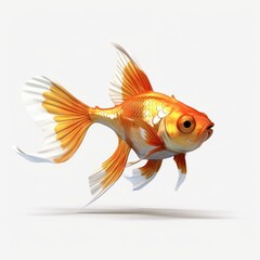 3d illustration of gold fish with white background