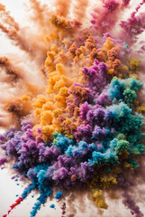 Fototapeta na wymiar colorful rainbow holi paint color powder explosion isolated white wide panorama background