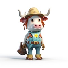 Obraz premium 3d illustration of funny cow character