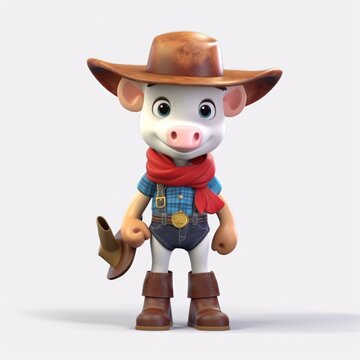 3d illustration of funny cow character